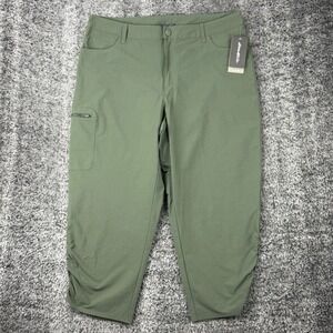 Eddie Bauer Sky Capris Womens L W35 L22 Green Force Pro Stretch Cargo Pants NEW